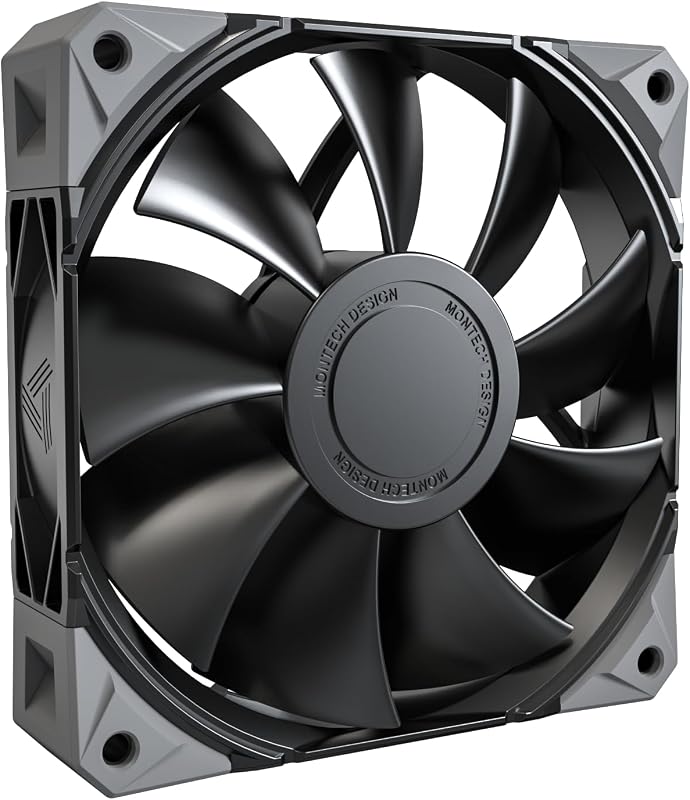 MONTECH E28 PWM 120mm Cooling Fan Desktop PC Case Fan AIO Compatible, Black | Up to 2000RPM, 9 Blades, 28mm Thick for Enhanced Cooling Efficiency, PWM 4-Pin Power Connector, FDB Bearing, Quiet Low-Noise
