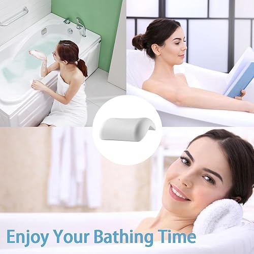 Miniatura 6 de Almohada de baño para bañera, almohadas de baño impermeables para soporte de cuello y cabeza, cómoda almohada de bañera para remojar, spa, almohada