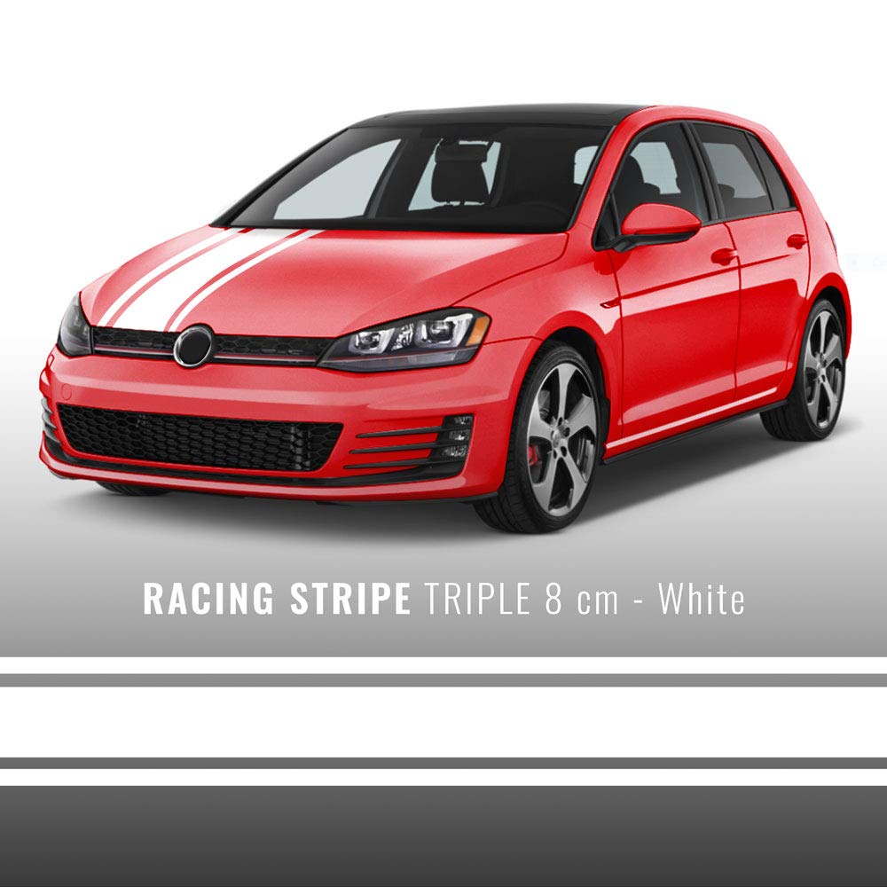 Quattroerre Racing Triple Maxi Stripes, White, 80 mm x 5 mt
