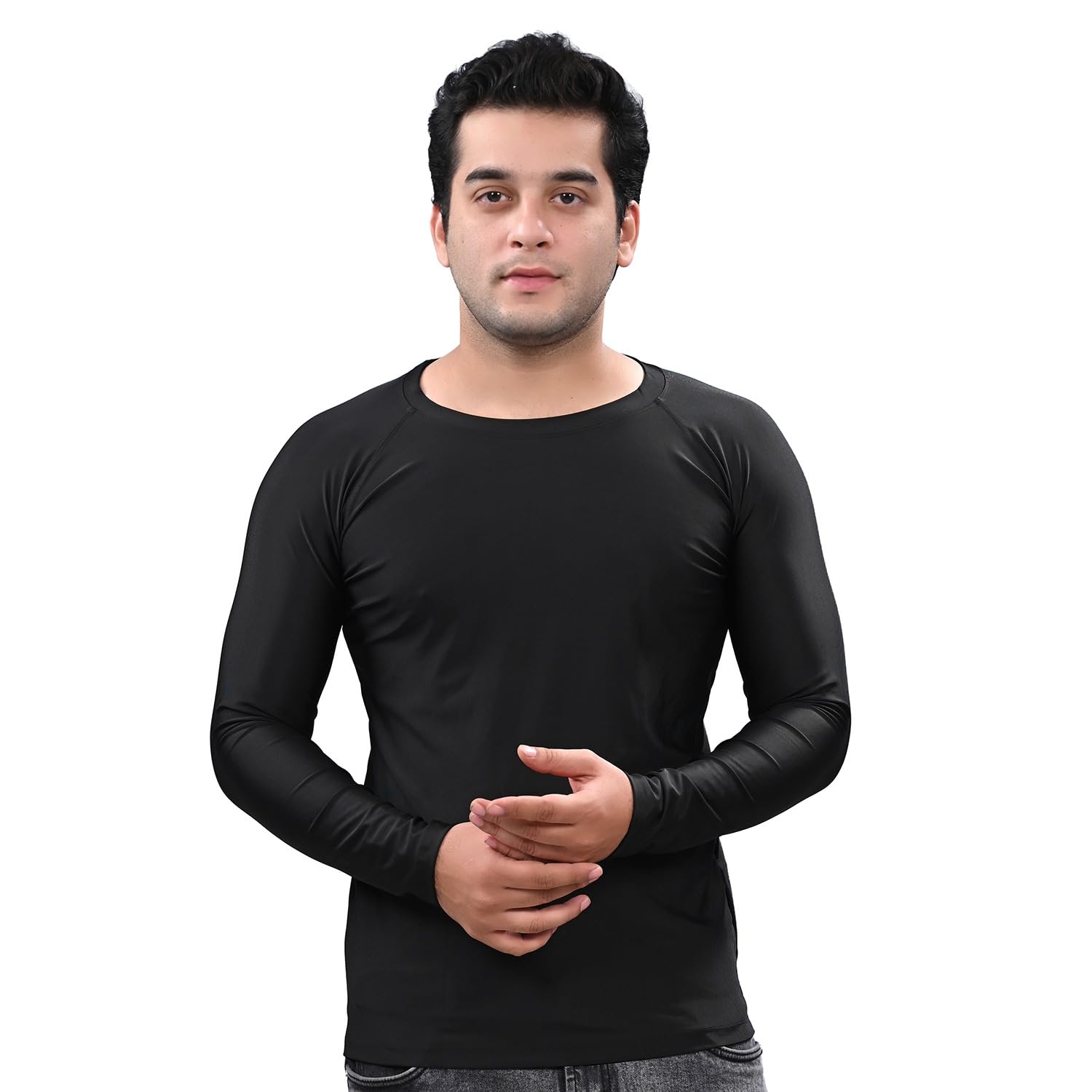 r real choice Real Choice Men's Gym Compression Top | Stretchable Dry-Fit Base Layer | Quick Dry Full Sleeve Gym Inner for Training, Running & Sports (Black)-picture-39