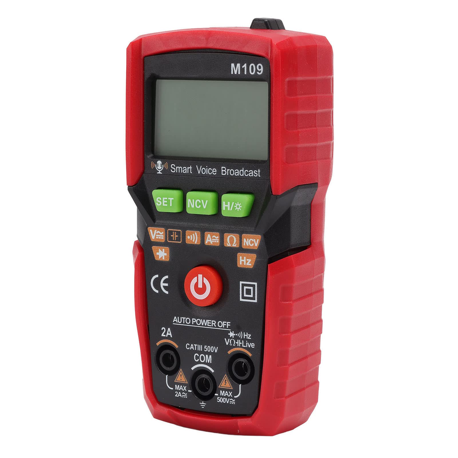 Digital Multimeter Automatic Range with NCV Voice Broadcast Backlit Screen Flashlight AC DC Voltage Tester Portable Red - Image 4