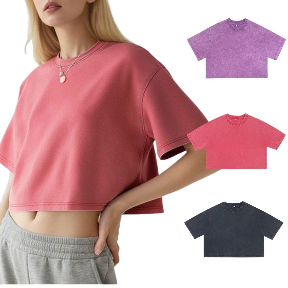 Camiseta Oversized para mujer, paquete de 3 unidades, manga corta, cuello redondo, camiseta de moda, camiseta de verano, hip hop, ropa de calle