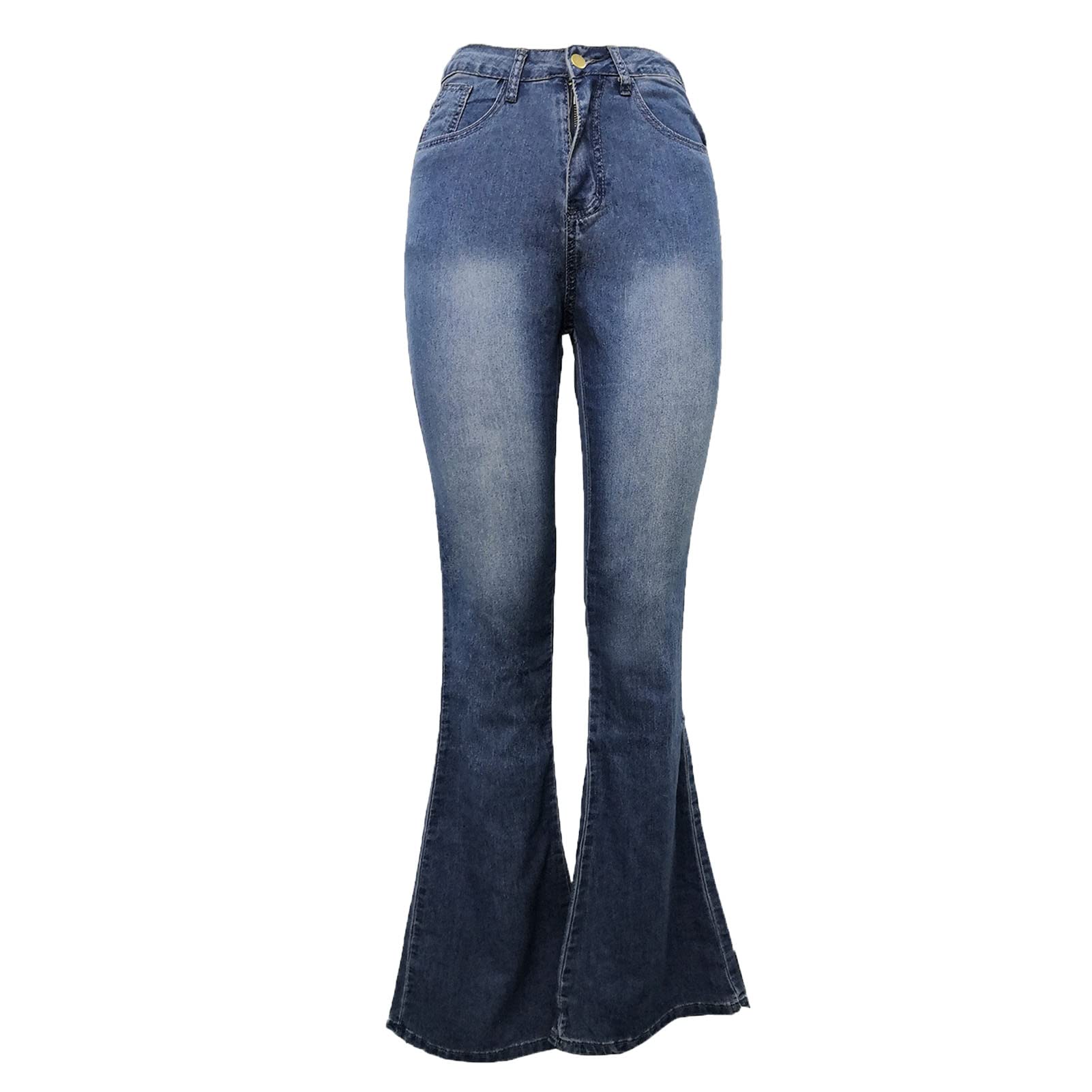Maiyifu-GJ Women's Flare Bell Bottom Jeans High Rise Slimming Wide Leg Denim Jeans Retro Slim Boot Cut Jean Trousers (Blue,Medium)