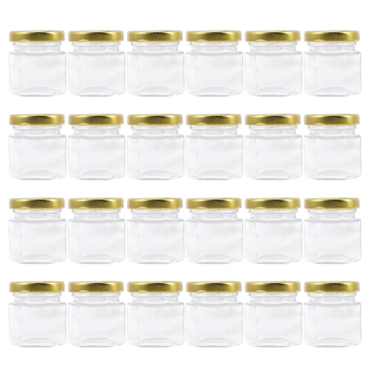 ULTECHNOVO 24 Stück Sechseckige Honiggläser 45ml aus Lebensmittelechtem Glas mit Dicht Schließendem Deckel als Kleine Marmeladengläser für Küche und Haushalt