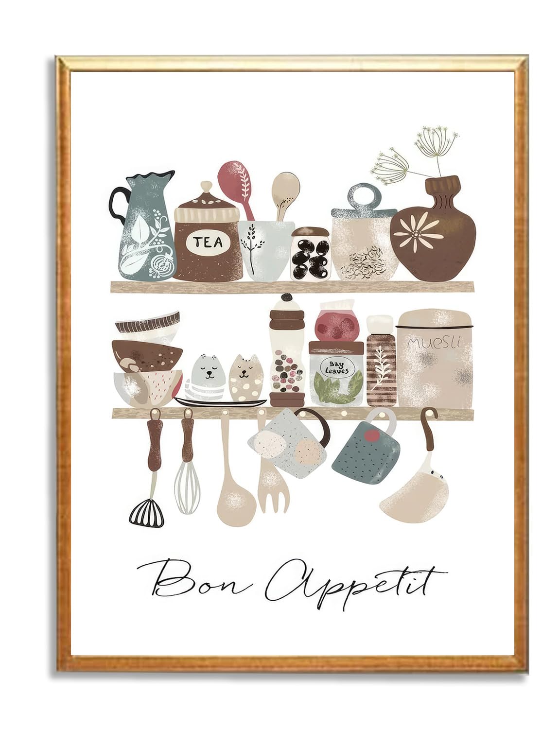 Interesting Kitchen Wall Art Decoration, Brown Retro Kitchen Painting Poster Wall Art, Home Decoration Kitchen Image Abstract Geometry Canvas Wall 12x16 Inch Unframed Decoration Kitchen Restaurant Dormitory Bar Farmhouse