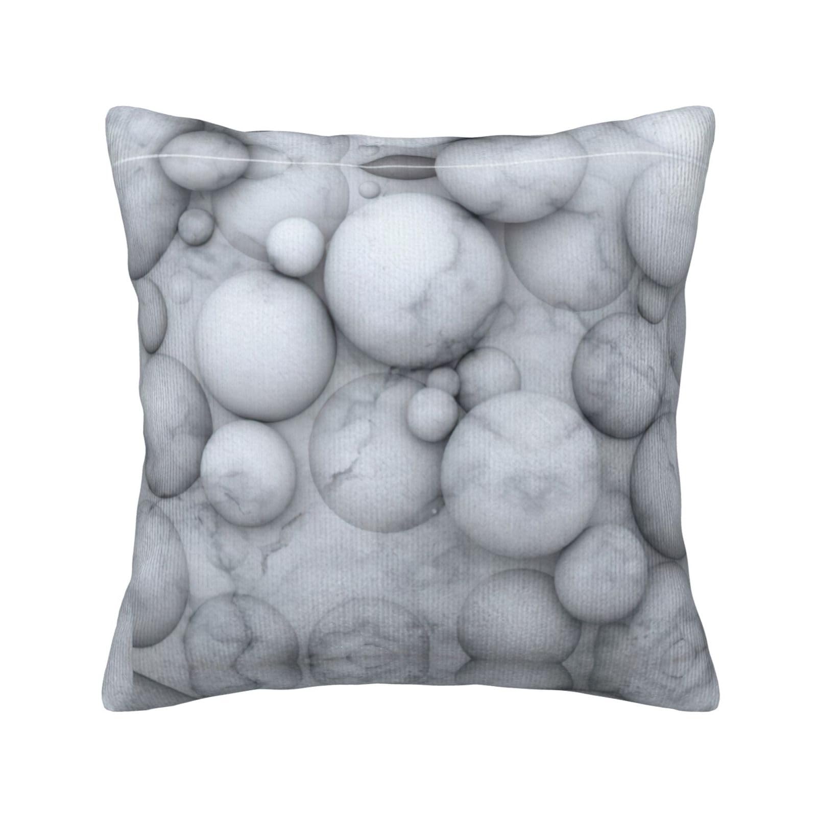 Housse de coussin carrée velours côtelé effet marbre 3D pour rénover un canapé usé