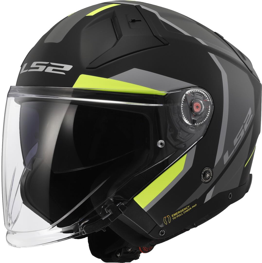 LS2, Casco Moto Jet INFINITY II FOCUS Matt Black H-V Yellow, M