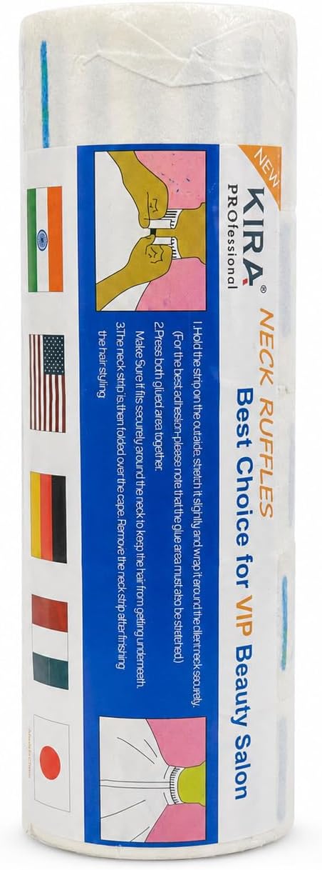 KIRA Neck Ruffles Paper Roll for Salon – 5 Rolls Disposable Neck Strips for Haircut | Soft Self-Adhesive Neck Tissue Band for Barbers, Beauty Parlour, Hair Cutting & Styling, 100g