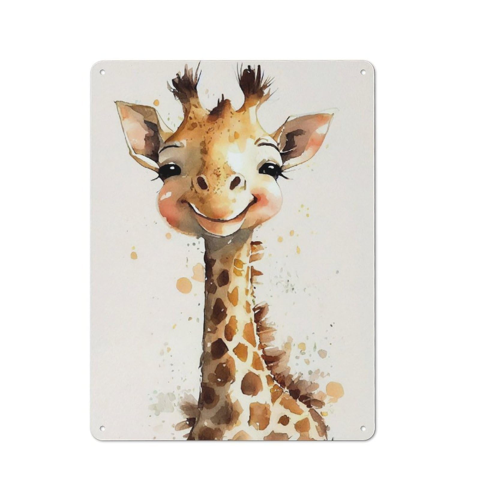 Country Country Metal Sign 40x30cm Featuring Giraffe Watercolor, Rustic Kitchen Decor for Cottage, Kitchen, Hallway Or Breakfast Nook
