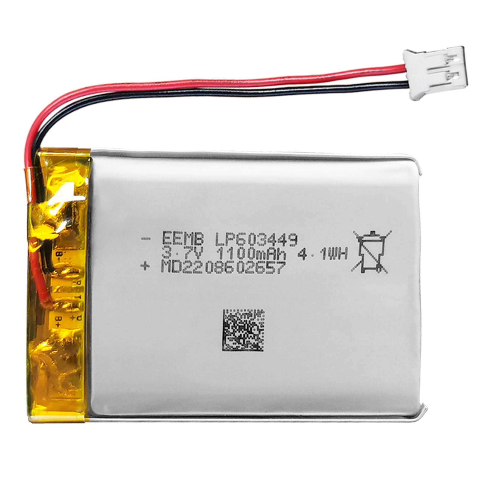 EEMBLithium Polymer battery 3.7V 1100mAh 603449 Lipo Rechargeable Battery Pack with wire JST Connector-confirm device & connector polarity before purchase