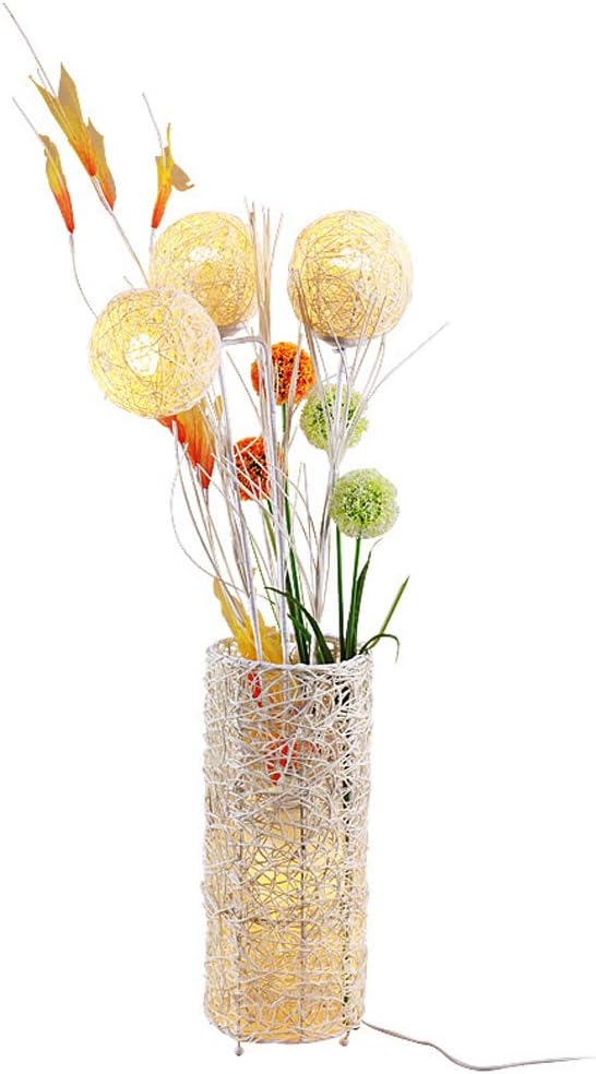 LANMOU LANMOU Living room floor lamp, 3-flame flower-shaped reading lamp handmade rattan floor lamp for holiday, wedding, hotel