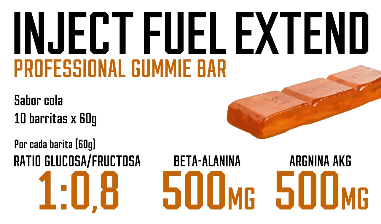 DMI Innovative Nutrition INJECT FUEL EXTEND GUMMIE - Innovadoras Barritas Energéticas con Textura de Gominola - Incrementa el Rendimiento Deportivo - Endurance (Cola)