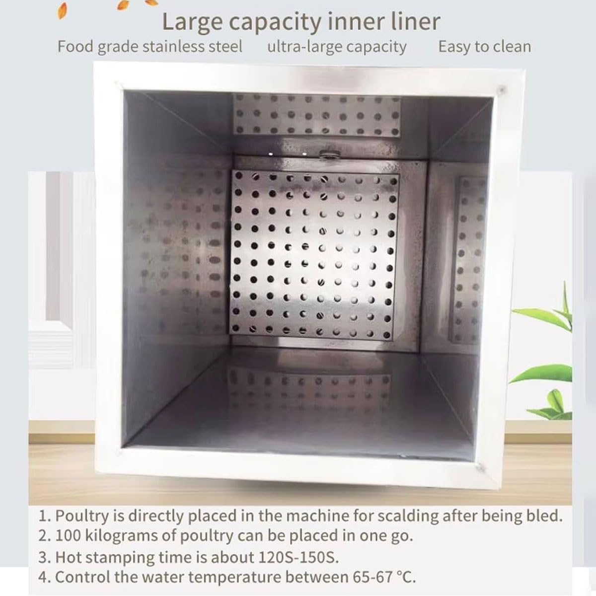 Máquina escaldadora comercial aves corral 70/125L,ajuste temperatura | Máquina desplumadora acero inoxidable,ajuste temperatura 30-110℃,agua caliente 120-150S,for corral ganso pato(120L)