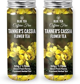 BLUE TEA -Tanners Cassia (Avarampoo) Flower Tea - 100g - 100 Cups (Pack Of 2) | SKIN ENHANCING | Detox Tea - Flower Based - Herbal Tea - Caffeine Free - Non-Bitter | Pet Jar Packaging