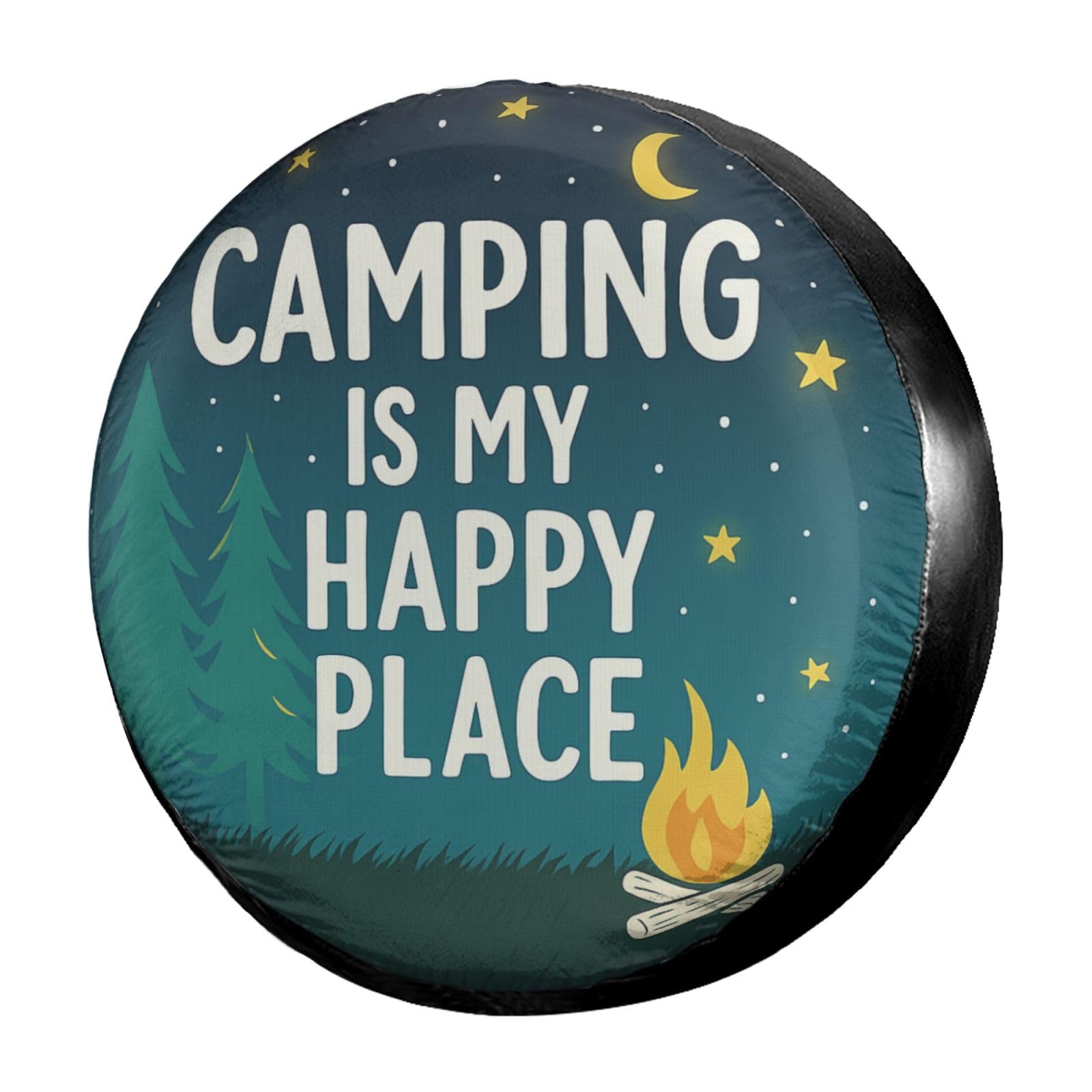 Dujiea Camping is Happy Spare Tire Cover, Universal Wheel Tire Cover Waterproof Dust-Proof Tire Protectors for Trailer Rv SUV Truck Camper and Many Vehicle 14 15 16 17 Inch