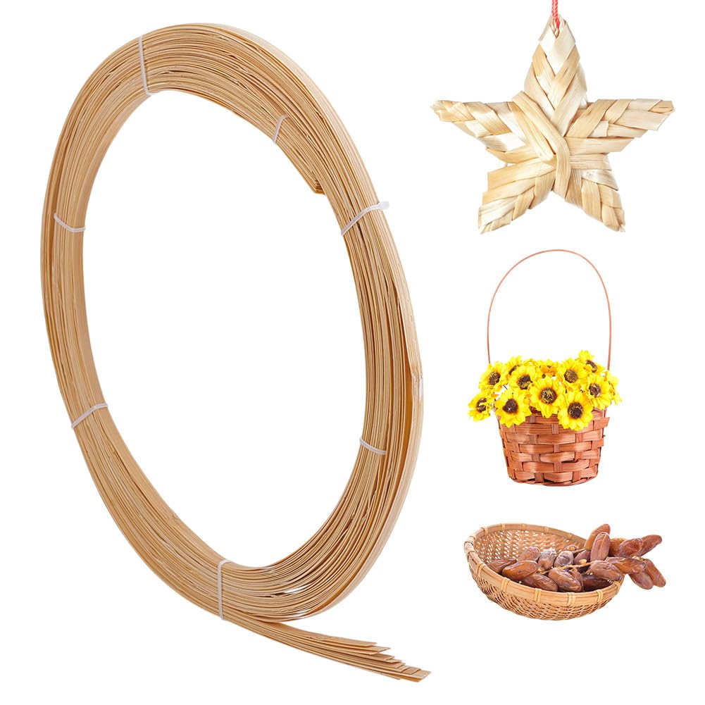 NBEADS 30m Bamboo Strips, 6mm Wide Flat Wicker Rattan Webbing Basket Weaving Materials DIY Basket Rattan for Basket Making Webbing Furniture Weaving DIY Crafts
