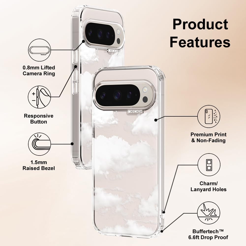 MOSNOVO Case for Google Pixel 10 & Pixel 10 Pro, [Buffertech 6.6ft Military-Grade Drop Protection] [Anti Peel Off Tech] Clear TPU Bumper Phone Case Cover Design - Cute Cherry — view 481