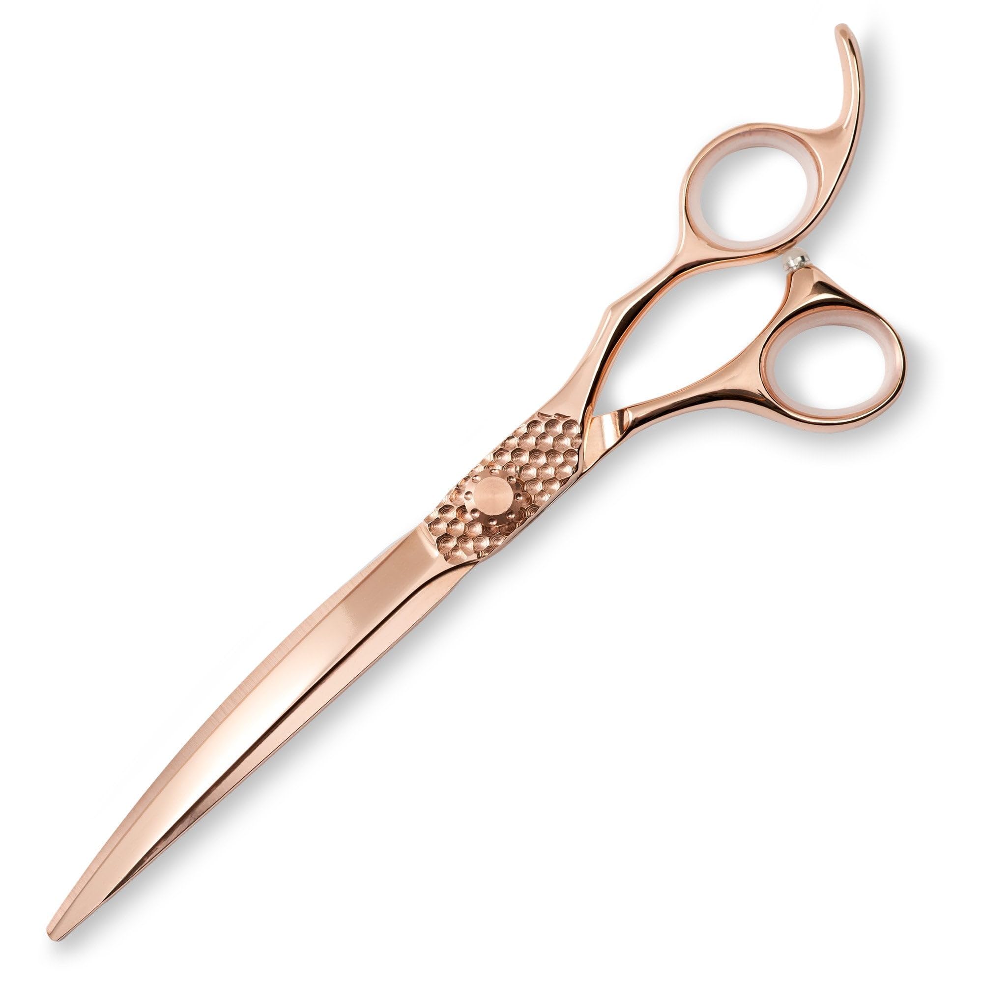 Groomers Aurelia Premium 440C Japanese Professional Curved Dog Grooming Scissors UK - 7.5" Curve Dog Scissors - Extra Sharp - Rose Gold Titanium