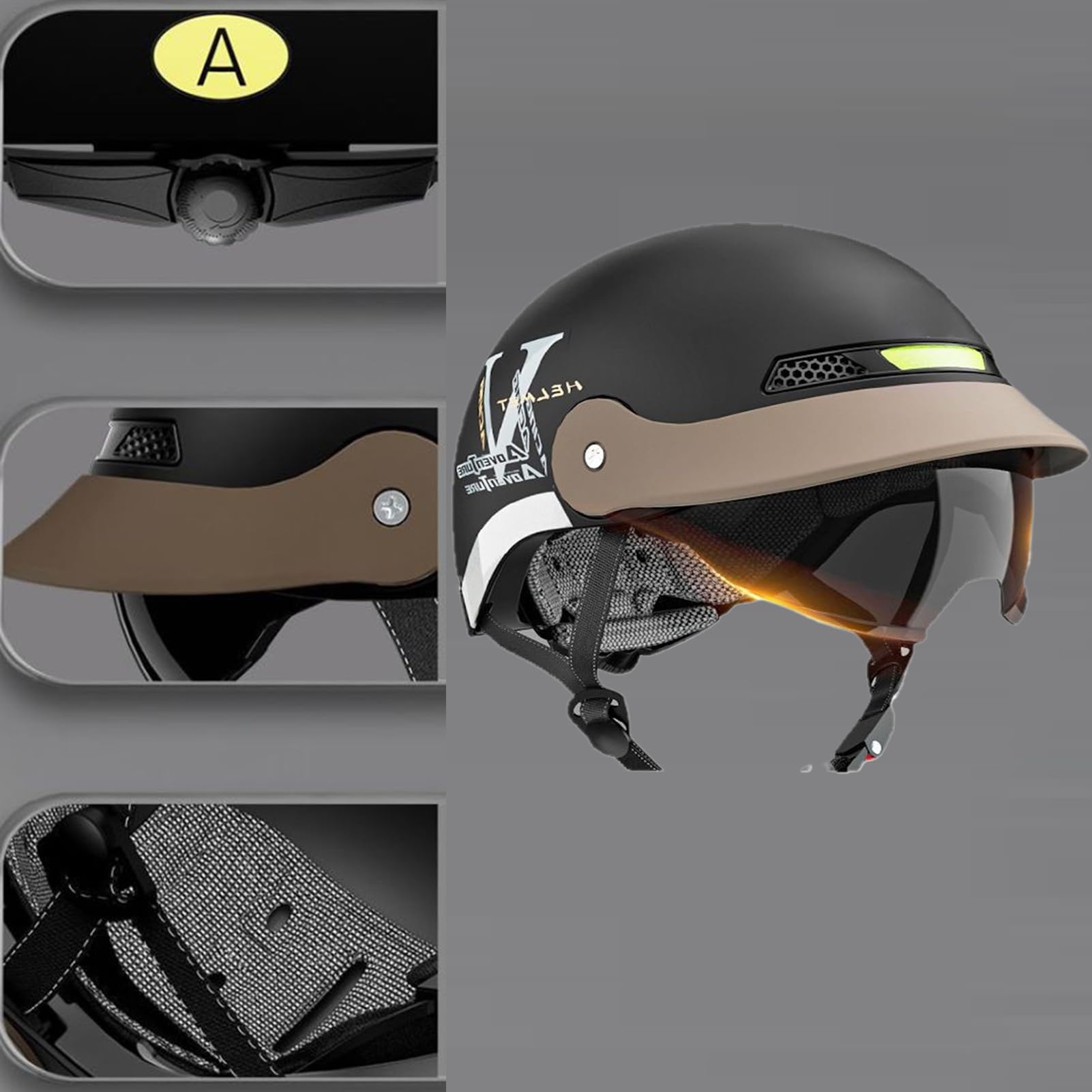 Kask motocyklowy połowa twarzy Osłona przeciwsłoneczna Quick Release Protective