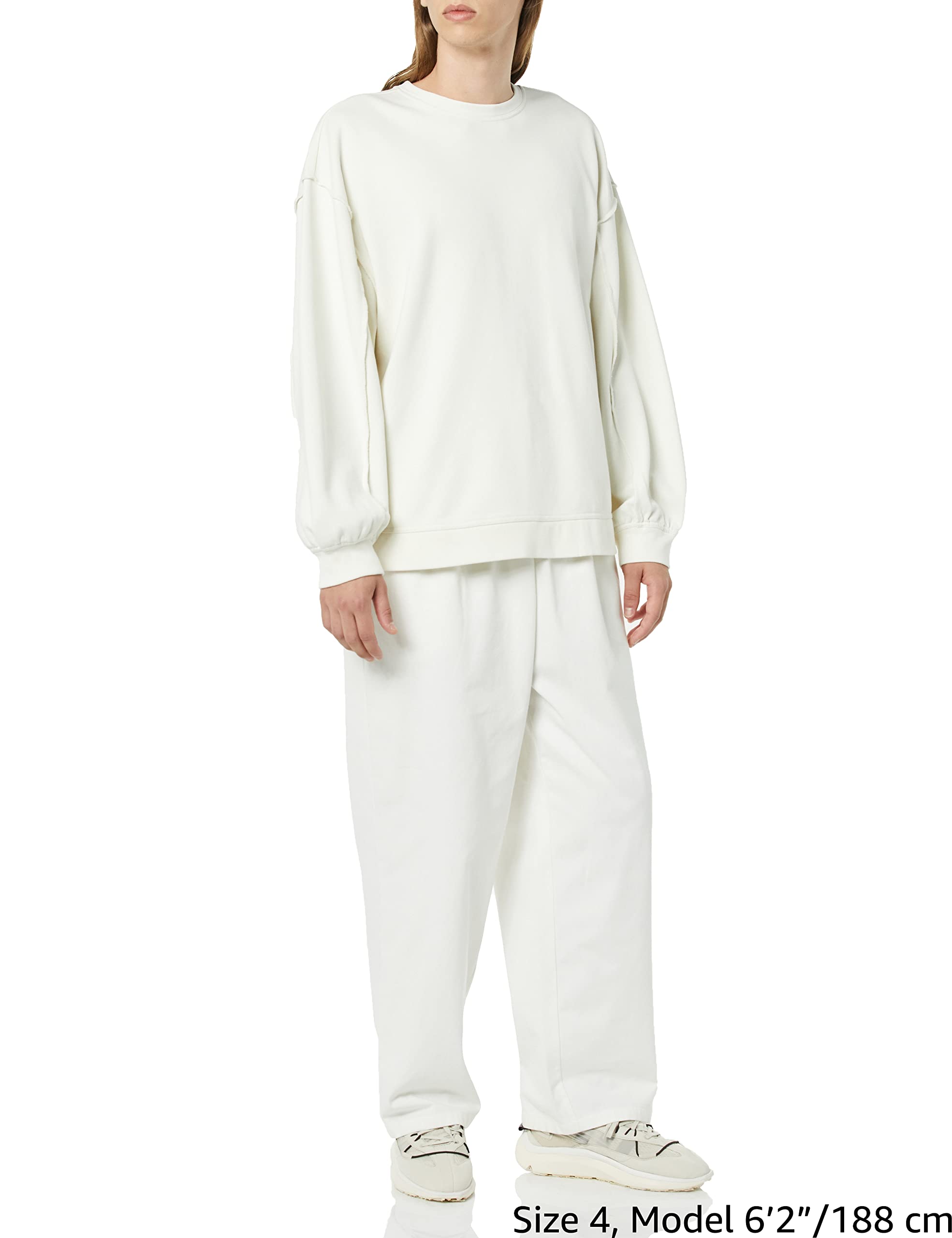 rare/self Felpa All Gender, a Girocollo, in Maglia di Spugna, con Cuciture a Vista