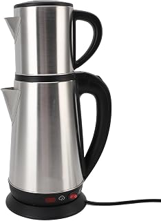 Elektrischer Türkischer Wasserkocher -Set 1L und 2L Edelstahl Schwarz und Kräutertee -Hersteller Doppelkessel Türkische Teekanne für Zuhause (EU -Stecker 220 V)