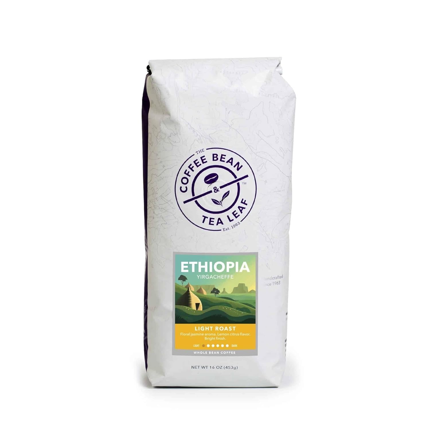 The Coffee Bean & Tea Leaf, Ethiopia Yirgacheffe Single Origin, Light Roast Whole Bean Coffee Beans – 1lb bag (16oz)