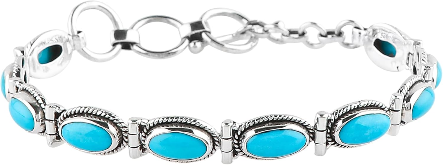 925 Sterling Silver Bracelet, Natural Gemstone & Healing Crystals, Handmade Bohemian Jewelry for Women, Christmas Gift