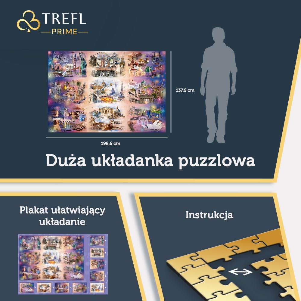 Trefl Prime - Puzzle UFT: Cities beyond the clouds - 13500 Elementów, Duża Układanka ze Słynnymi Zabytkami, Kolaż, Najgrubsza Tektura, BIO, EKO, Rozrywka dla Dorosłych i Dzieci od 12 lat