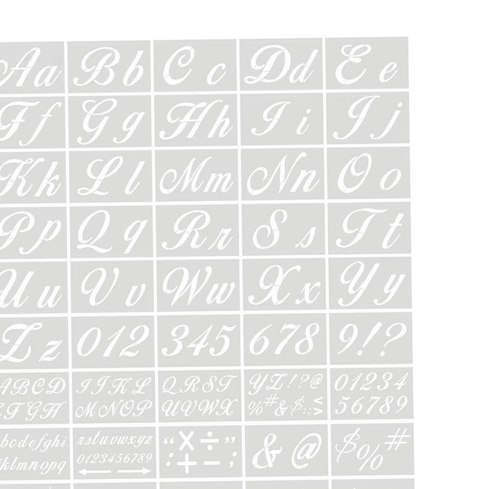 3 set di 45 stencil con lettere dell'alfabeto, per disegno e pittura, corsivo