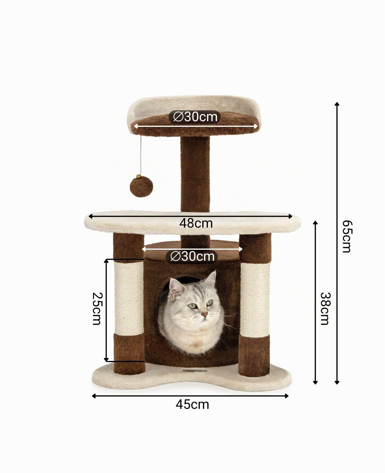 lionto Árbol rascador para Gatos Altura 65 cm, Marrón/Beige