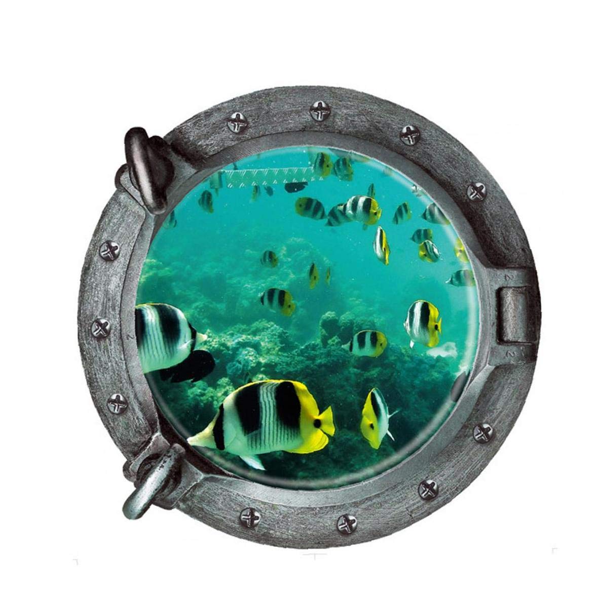 Tossper Style 2 Bedroom 3D Ocean Theme Sticker Round Undersea World Wallpaper Removable Window Wall Art Decals Mural For Kids Room 43 * 43Cm