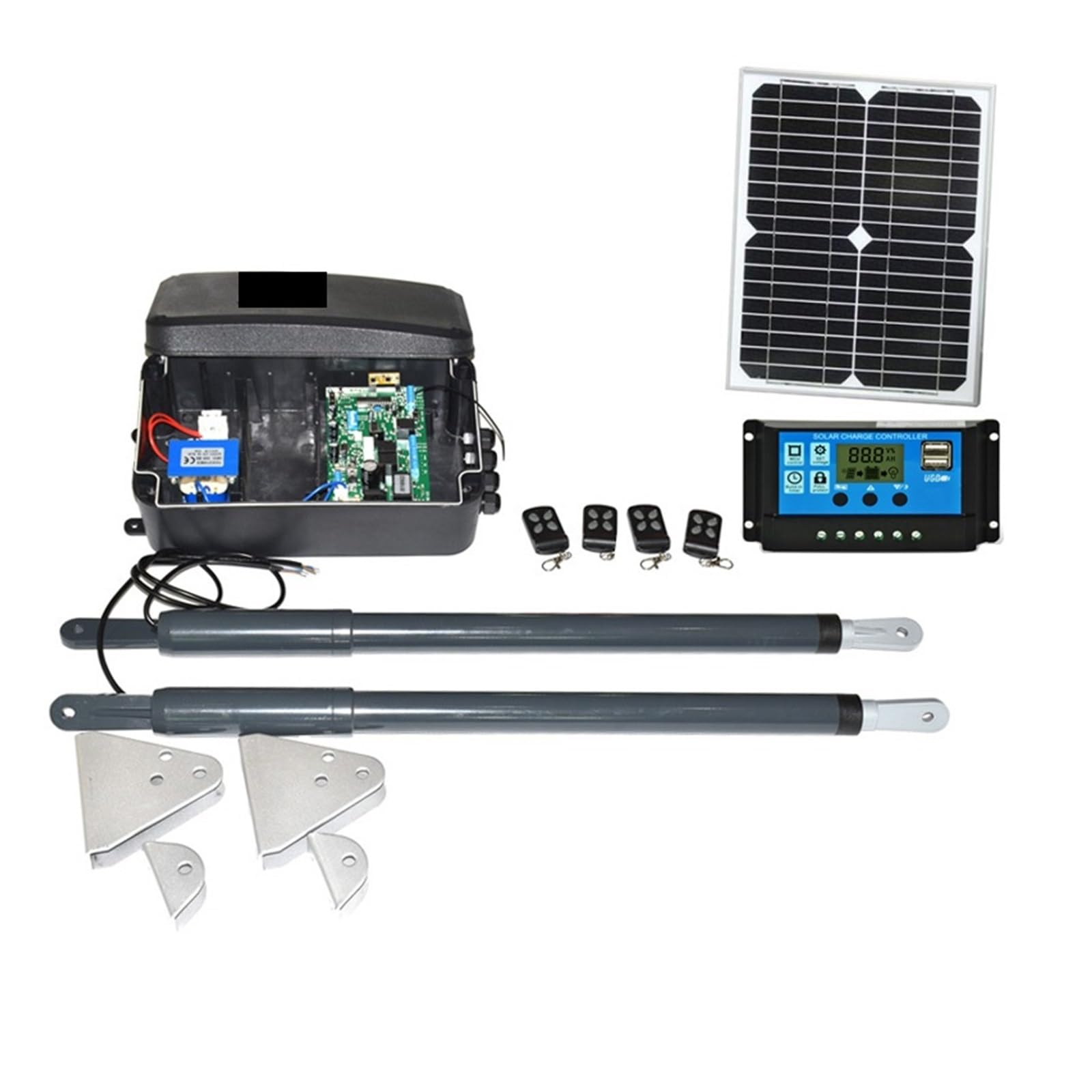 Elektrischer Türöffner, DC 12V solarbetriebener Torantrieb Hochleistungs-Schwenktoröffner-Motorsatz,Weit verbreitet(Kit2)