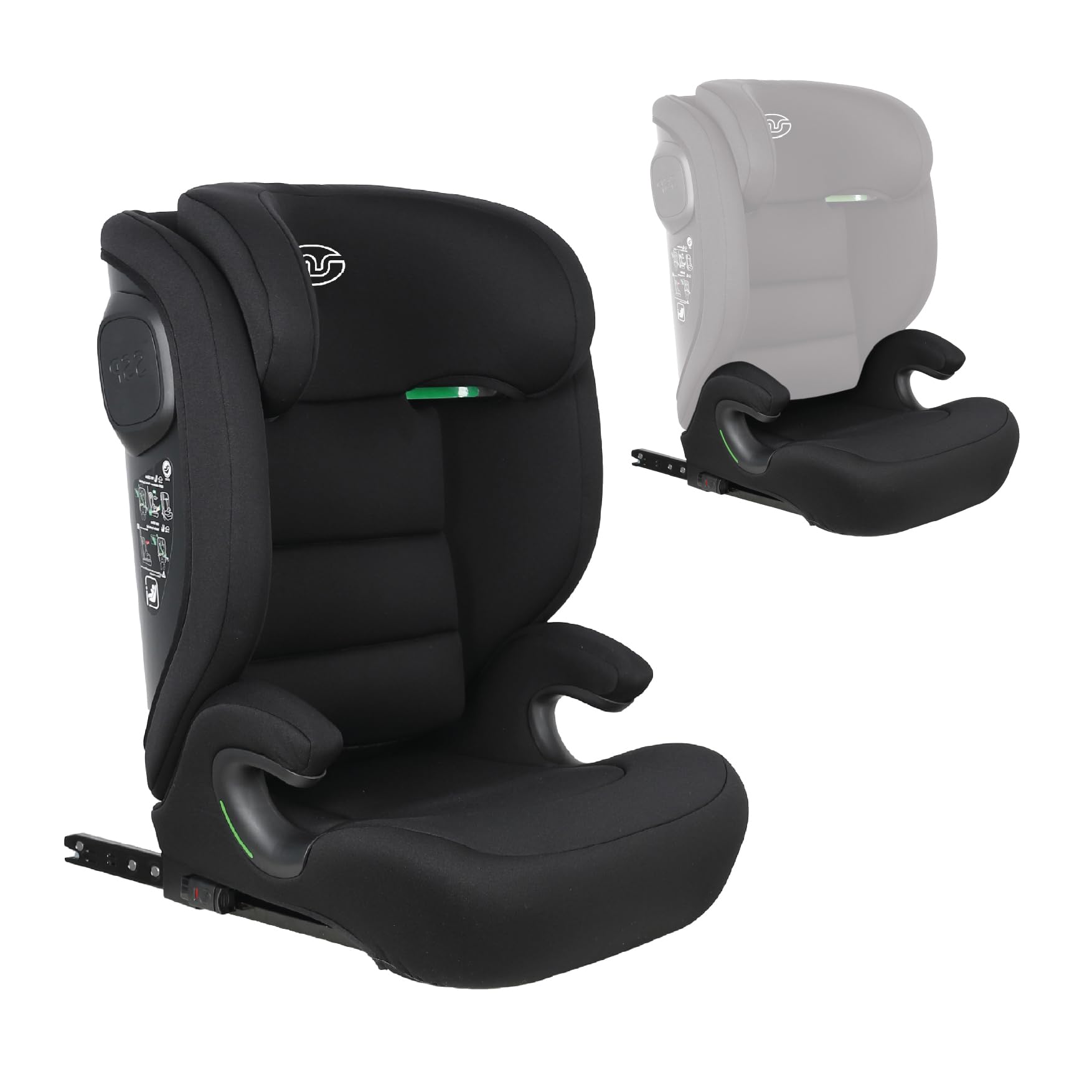 Ms BabyWorld BETA Silla coche Isofix Grupo 2/3 y convertible en Alzador, I-SIZE R129, Silla coche para bebé y niños, Cinturón, Universal, de 15 a 36 kg ó 100-150 cms, Negro