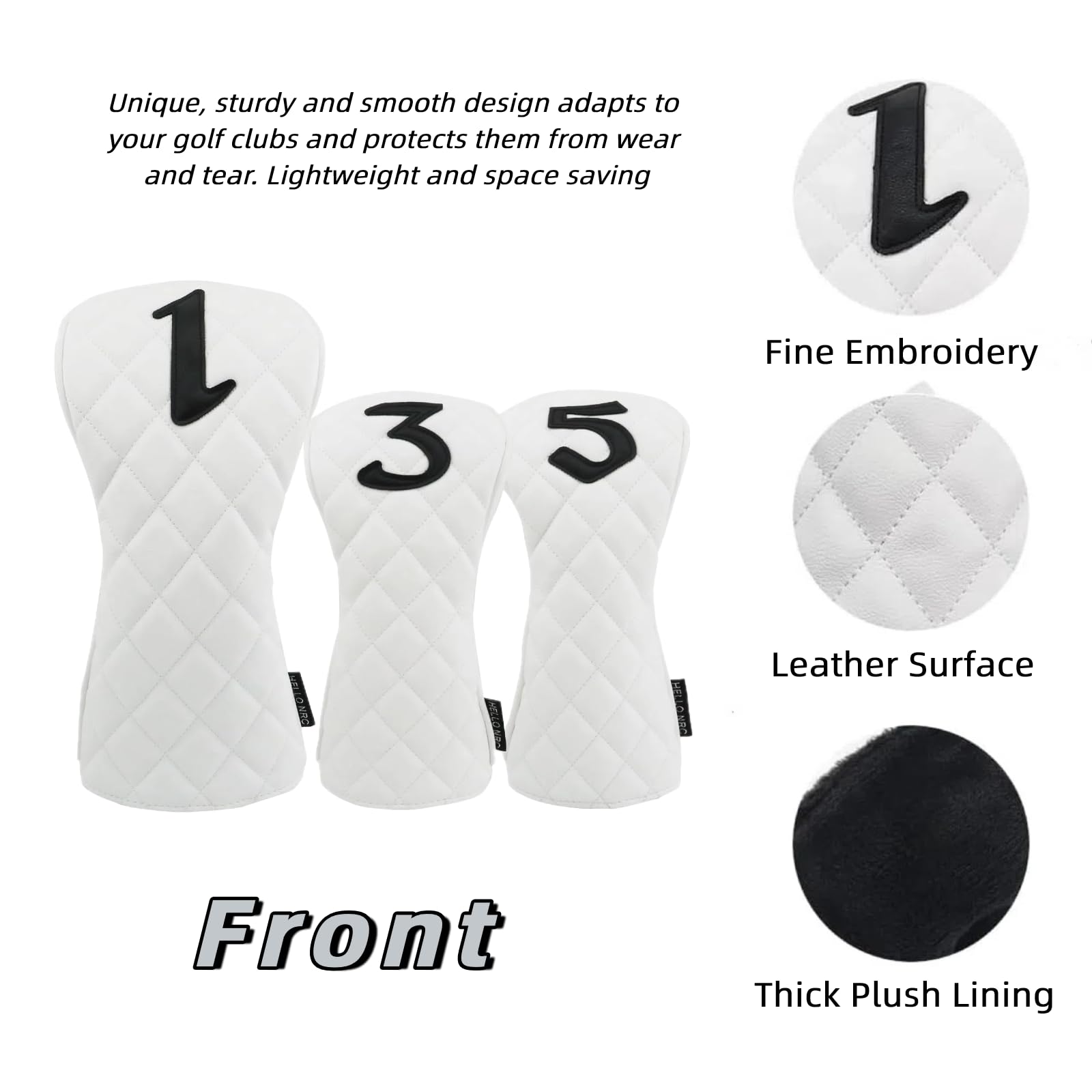 Golfschlägerhaube, 3-teiliges Set aus Fairway-Holz, Hybrid-Schlägerhaube, für Männer und Frauen, hochwertiges PU-Leder, wasserdicht und staubdicht, für die meisten Golfschläger