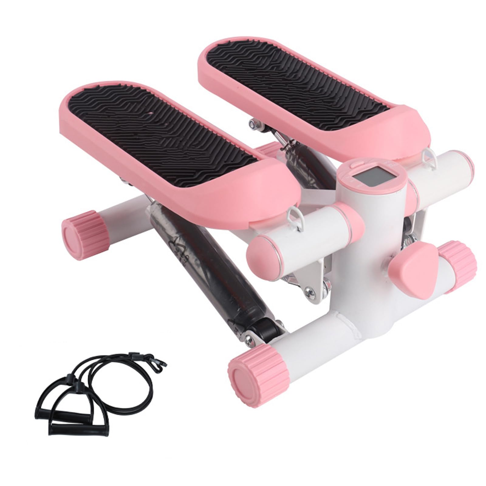 Stepper Fitness Casa Pedana Fitness Attrezzi Palestra Casa Glutei E Gambe Mini Stepper da Casa con Fasce di Resistenza E Monitor LCD Pink