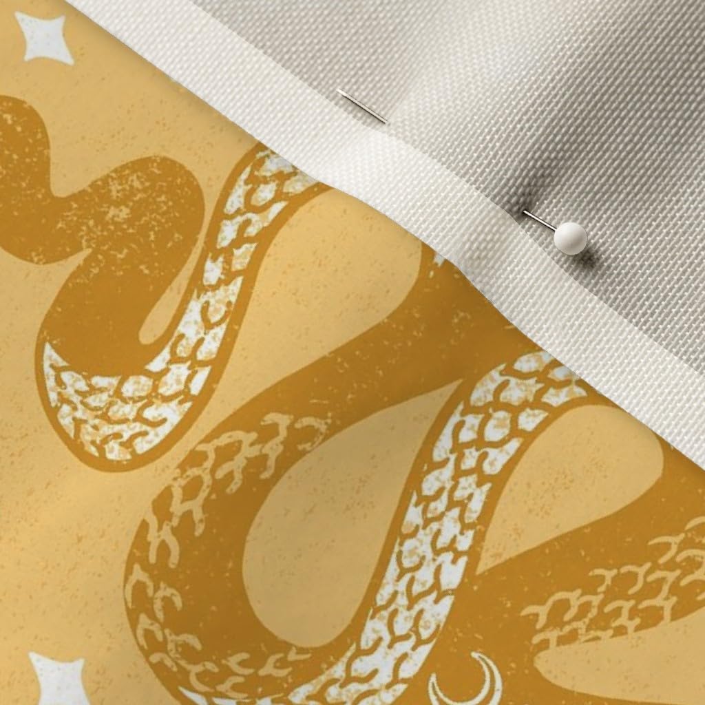 Spoonflower Fabric - Boho Gold Snake Mustard Yellow Moon Angel Nature Scales Reptile Printed on Upholstery Velvet Fabric Fat Quarter - Upholstery Home Decor Bottomweight Apparel
