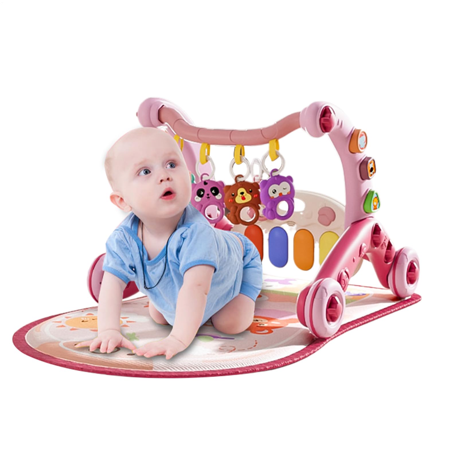 Alfombra de Actividades para Bebés Gimnasio para Bebés con Andador y | Alfombra Antideslizante para Desarrollo Motriz Fino, Juguetes Interactivos para Guardería y Hogar Infantil