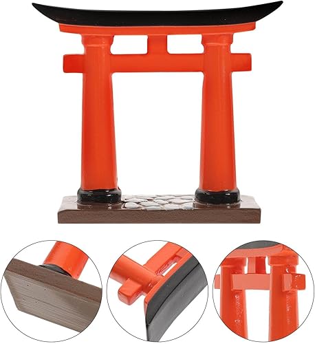 Miniatura 9 de Puerta Torii en miniatura, adorno de resina de estilo japonés, modelo de santuario sintoísta rojo para jardín zen, pecera, decoración del hogar, 3.5