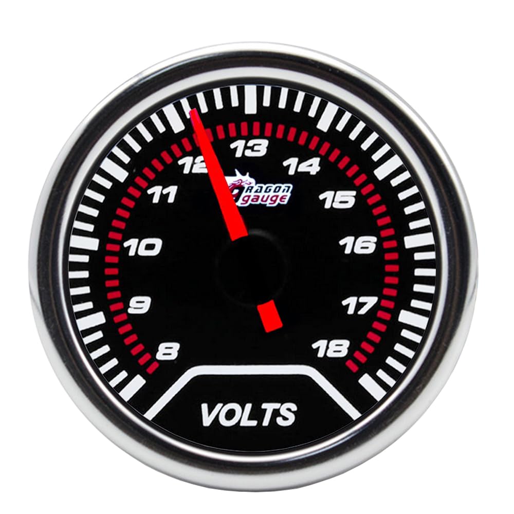 ETOPARS Universelle Voiture Jauge de Tension 2 Pouces 52mm Voltmètre Jauge Tension Pointeur Manometre Blanc Lumière Indicateur Voltmètre Testeur Instruments Volt Fumée