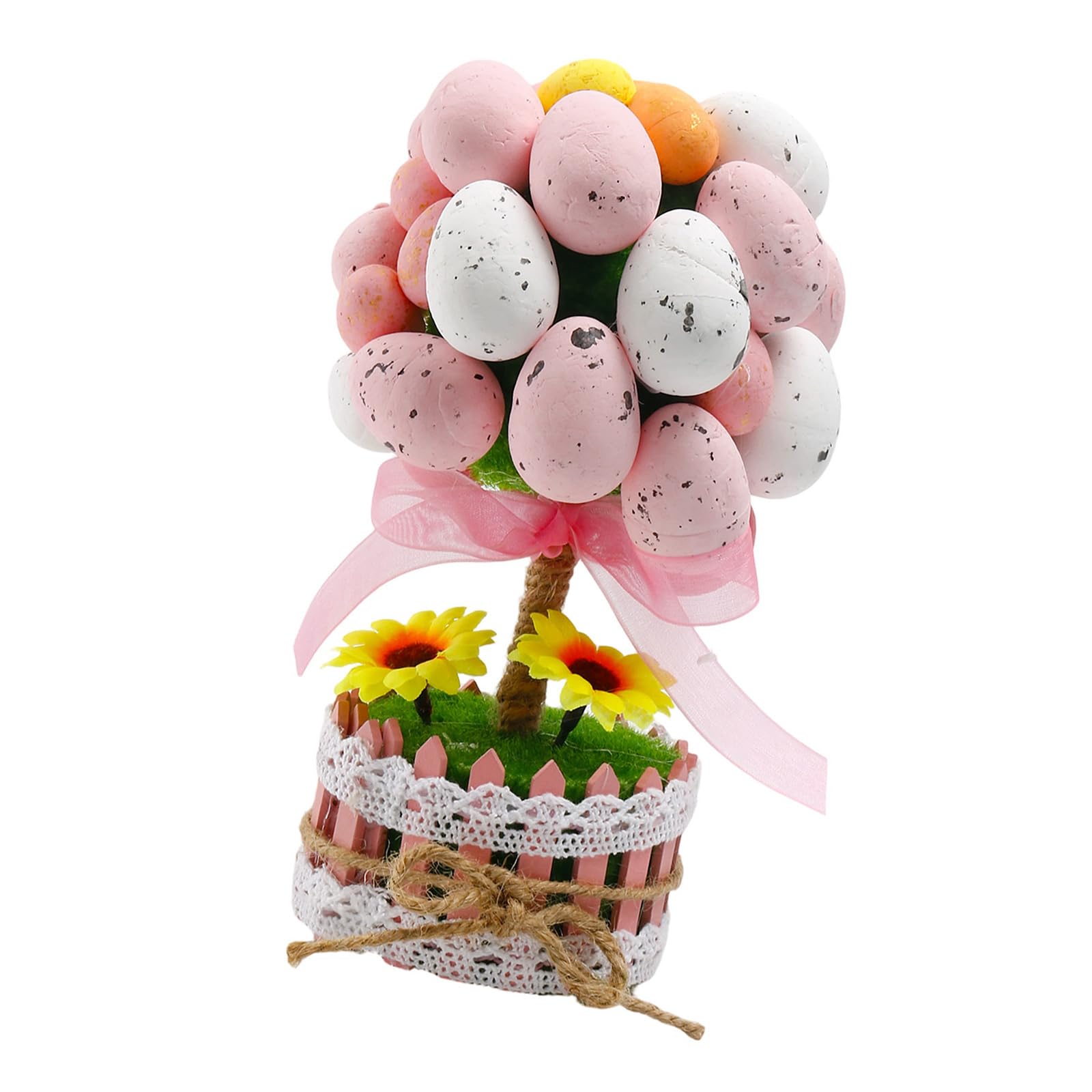 Jazuaiao Shatterproof Foam Easter Eggs Tree Decoration Colored Eggs Tree Ornament for Tabletop Bookshelf Home Themed