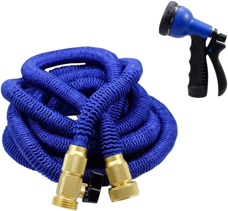 UrGod Expanding Garden Hose, 25FT Heavy Duty Portable Expandable Water Hose,3 Layer Latex Core, Fabric Casing,Brass Fittings,8-Pattern Sprayer Nozzle