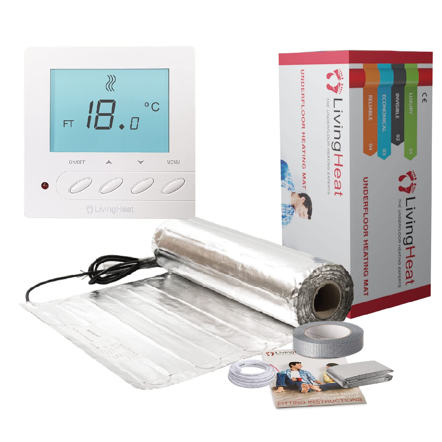 Underfloor Heating Kit for Under Laminate & Wood Floors, Electric 150w /m² with M5 Manual Thermostat, 10/m²