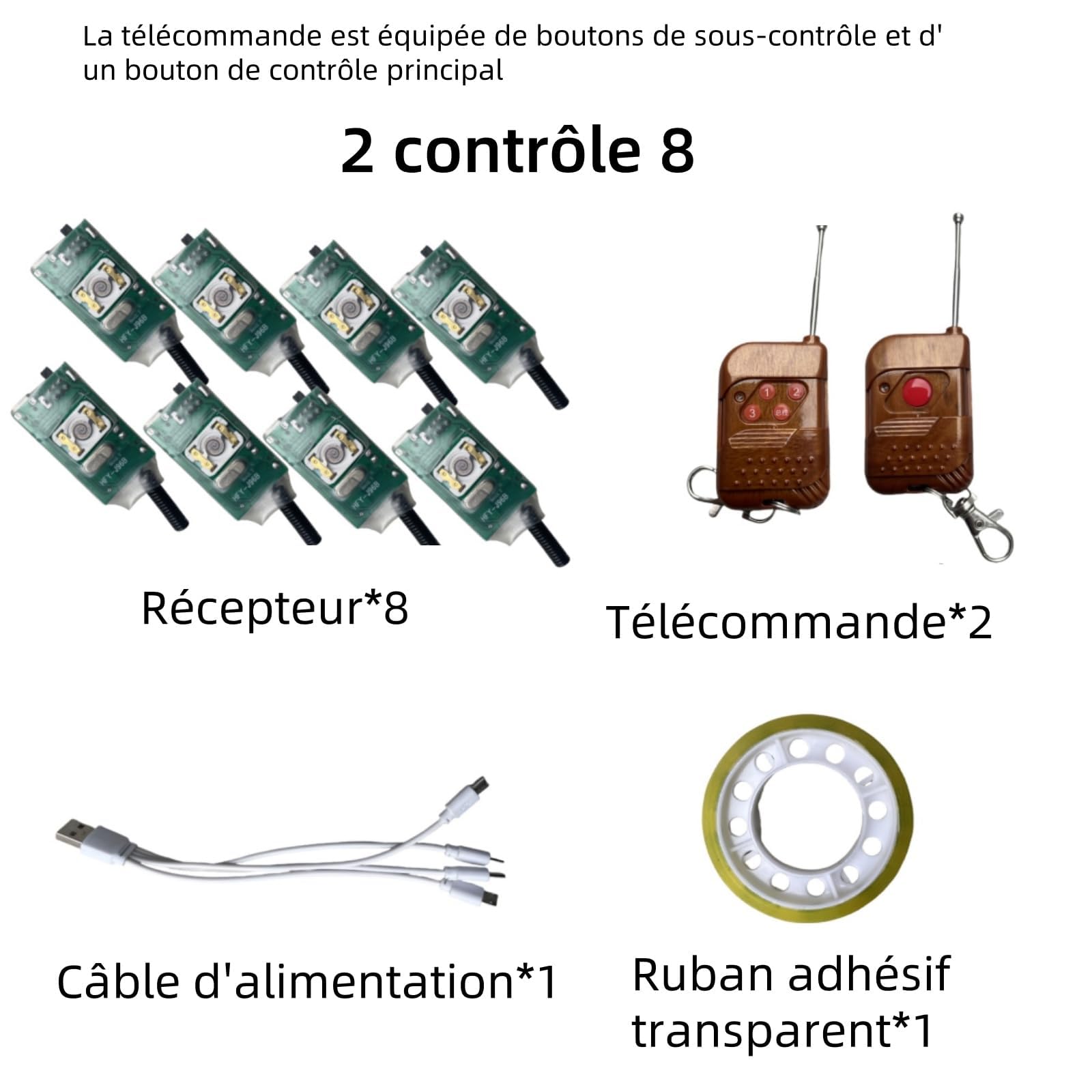 Contrôleur télécommandé d’explosion de ballons, kit pour faire exploser les ballons à distance, 2 télécommandes et 8 récepteurs rechargeables, pour mariage, anniversaire et Gender Reveal