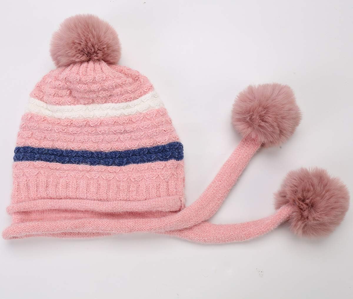 Women Winter Peruvian Cover Ears Beanie Hat Ear Flaps Sherpa Ski Snow Hats Knit Fleece Lined 3 Pom Pom - Image 4