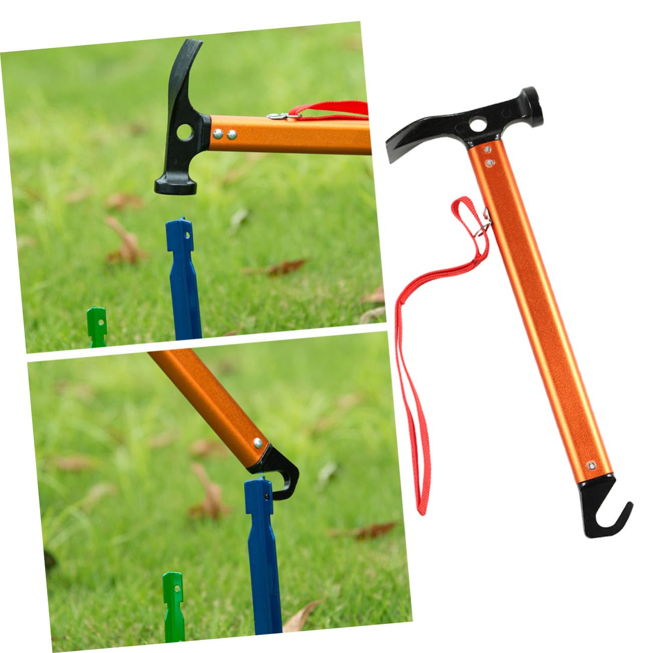 TOYANDONA para Piquetas de Tienda de Campaña de Aleación de Aluminio Naranja Herramienta Multifunción para Acampada Resistente y Fácil de Transportar