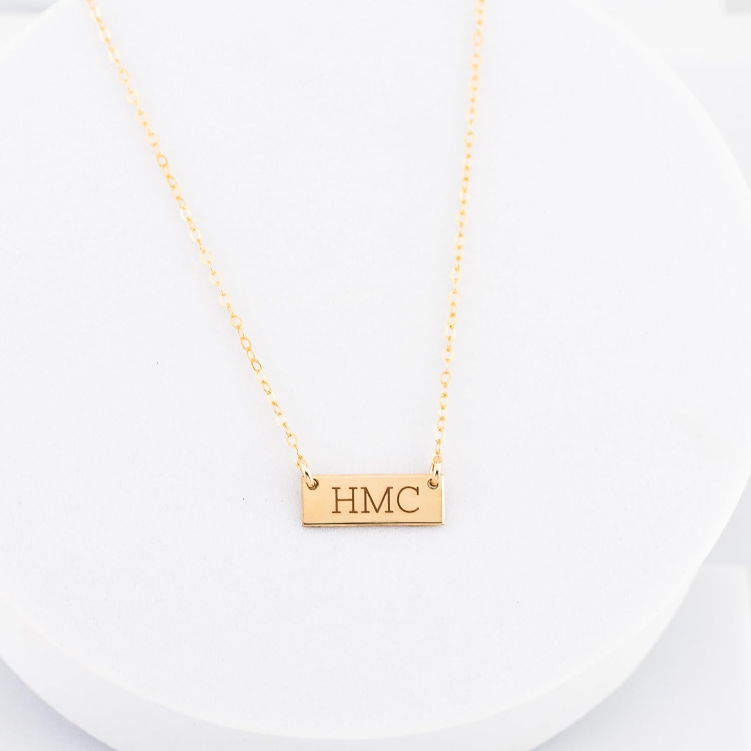 HotMixCold Small Bar Necklace, Personalized Minimal Rectangle Initial Pendant Necklace, Tiny Name Plate Jewelry - Image 6