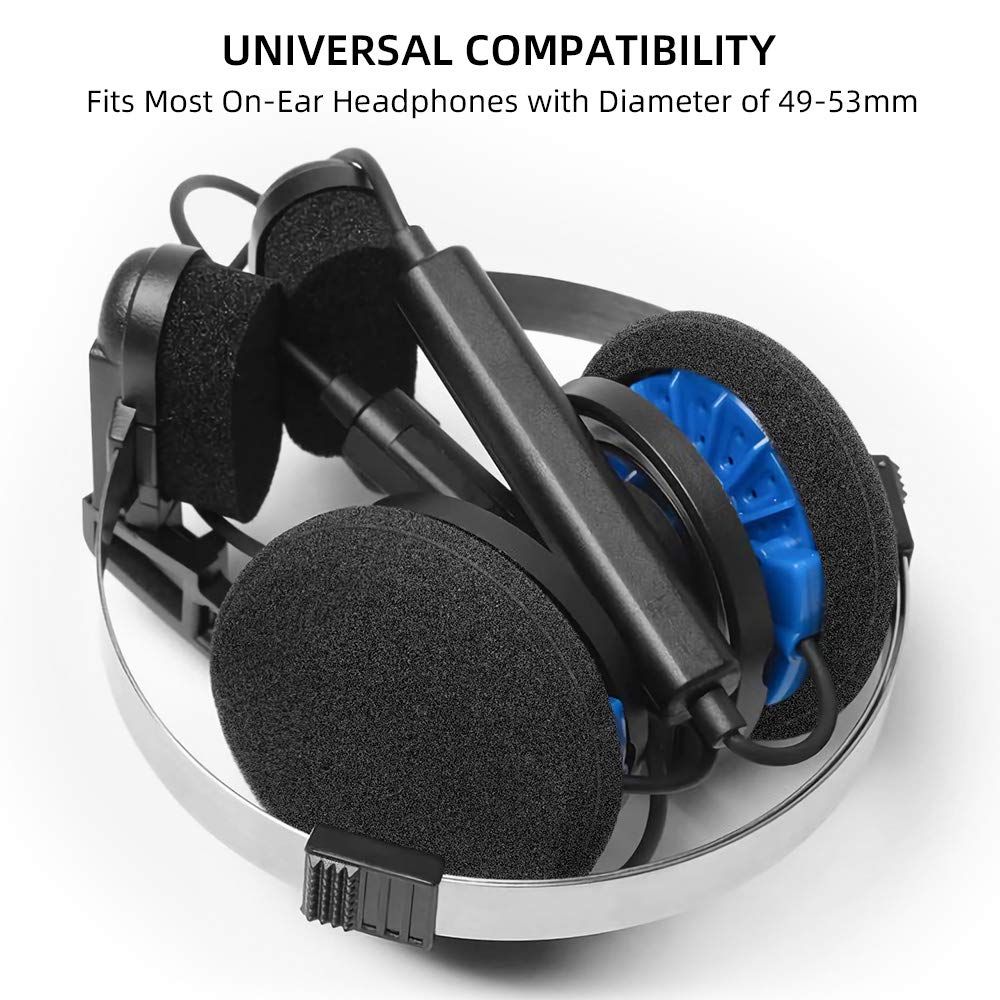 WiMas 5 Paar Oorkussens, 50 mm Hoofdtelefoonhoezen, Schuimvervangende Spons- Oorkussens, Zwart