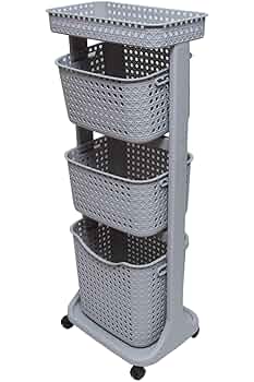 北欧直送⭐️美品⭐️日本未発売⭐️折り畳みできる！メッシュ3段バスケット Amazon｜ケイズプランニング ランドリーバスケット 3段