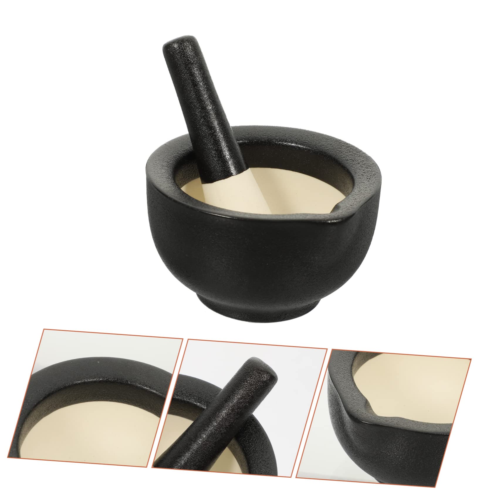 Ciieeo 1 Set Grinding Bowl with Grinding Rod Hand Pestle and Small Spices Mini and Pestle Practical Laboratory Garlic Crusher Mixing Bowl Pestle Ceramics Black