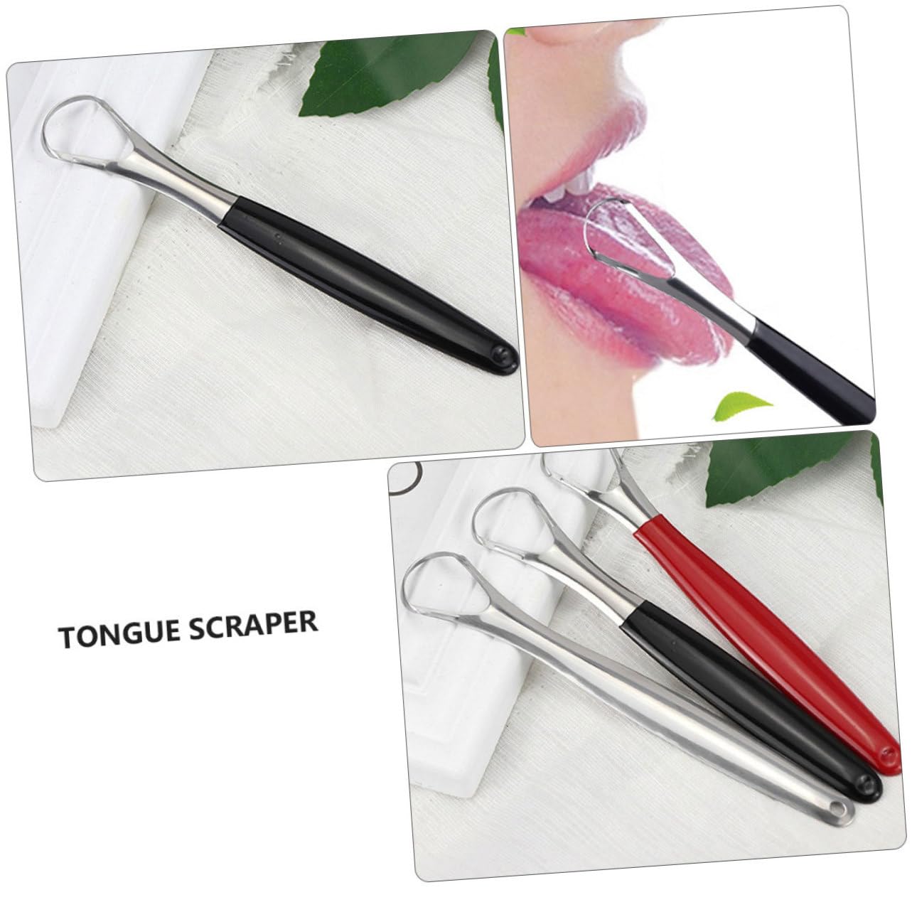 WOFASHPURET Ergonomic Tongue Cleaning Tools 4pc Set Oral Scraper Non-slip Grip Breath Improvement